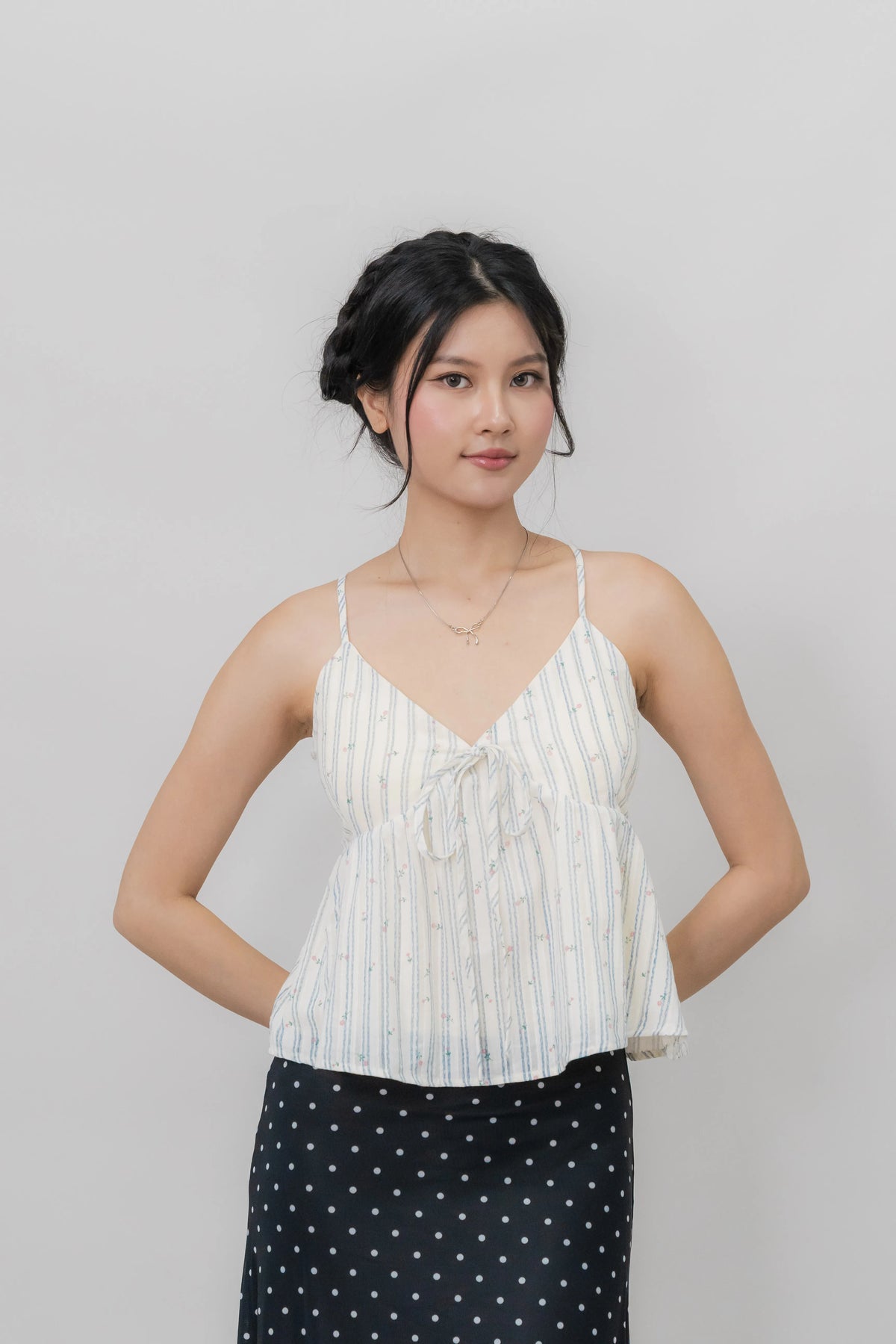 Peony Floral Print Babydoll Padded Top