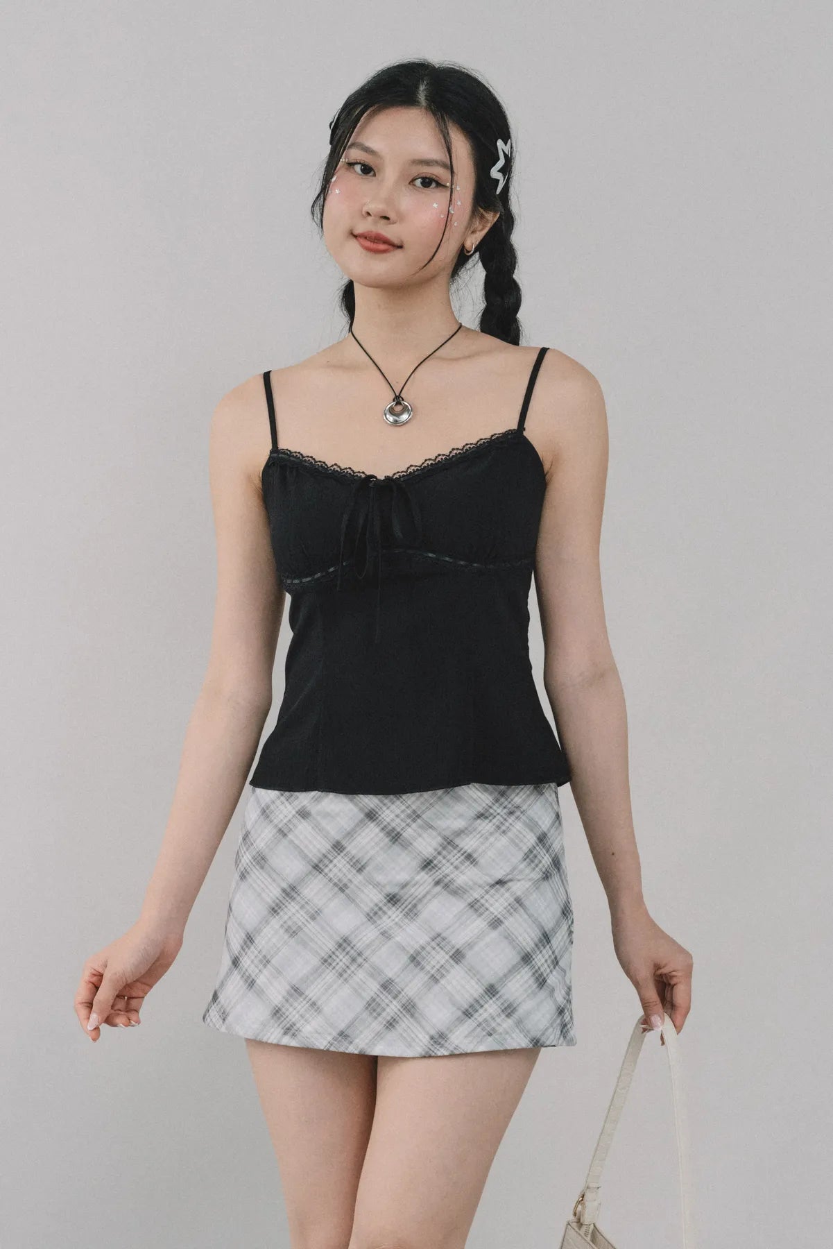 Dewy Plaid Mini Skort [CLOUD MESH]