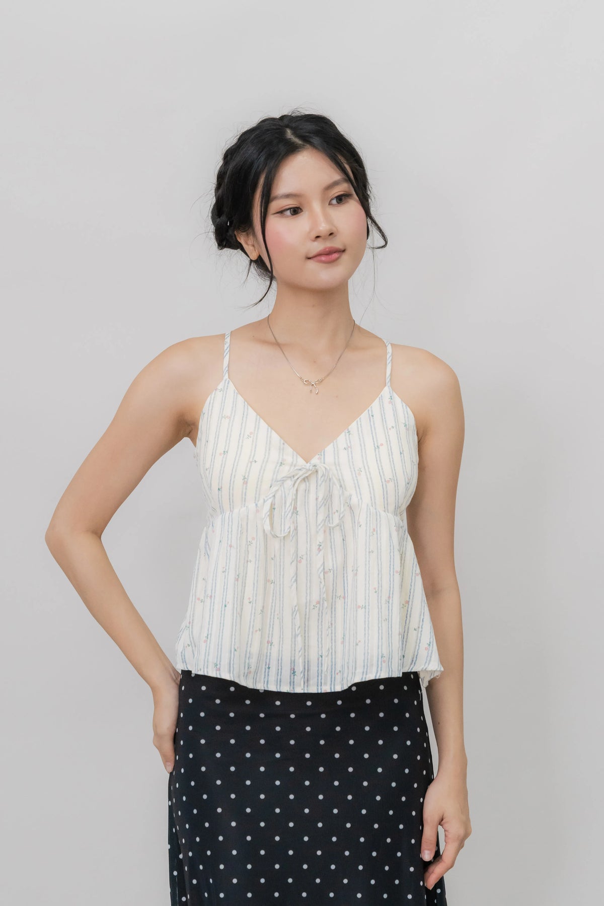 Peony Floral Print Babydoll Padded Top