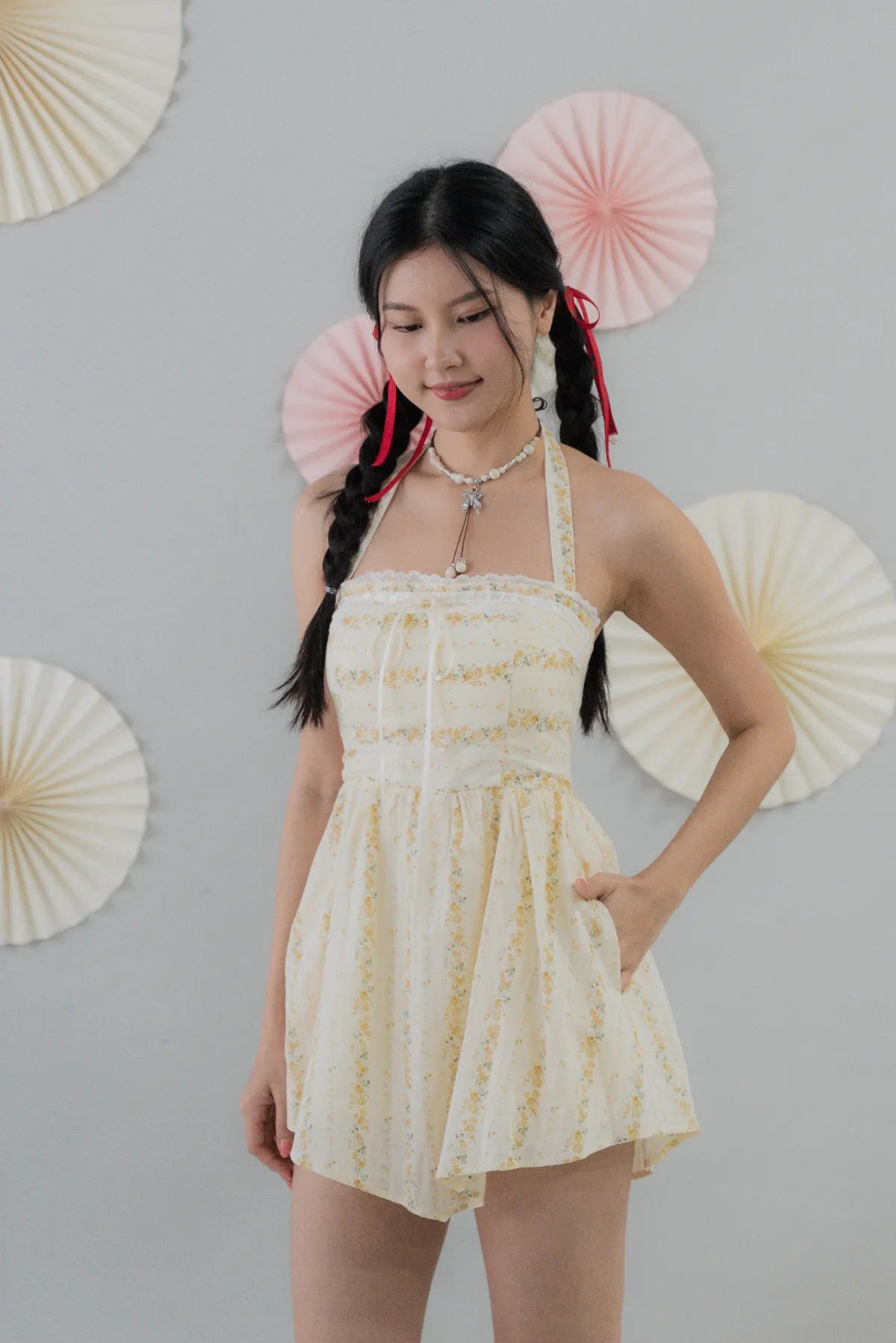 [COL HARU] Jodi Padded Halter Romper Dress