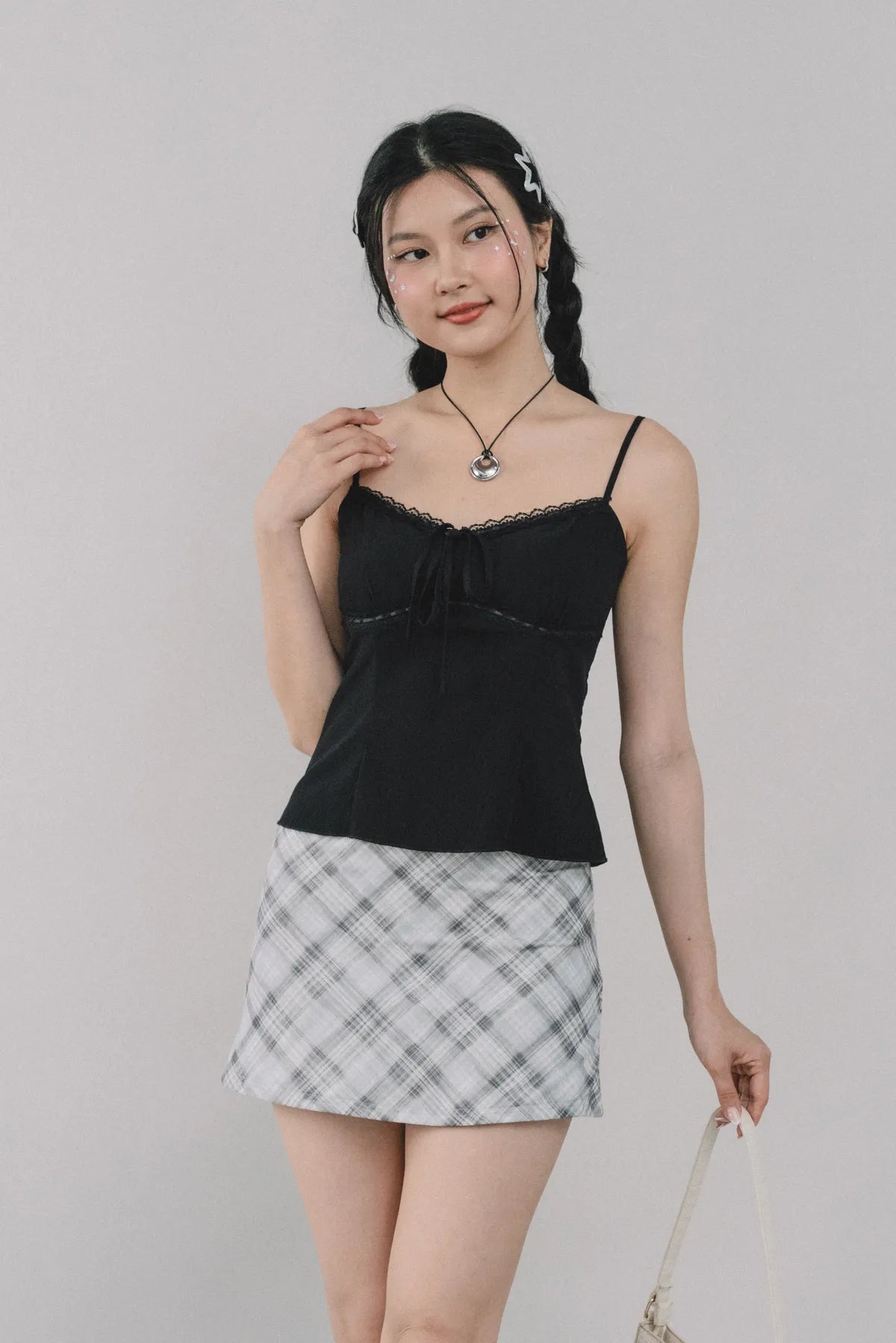 Dewy Plaid Mini Skort [CLOUD MESH]