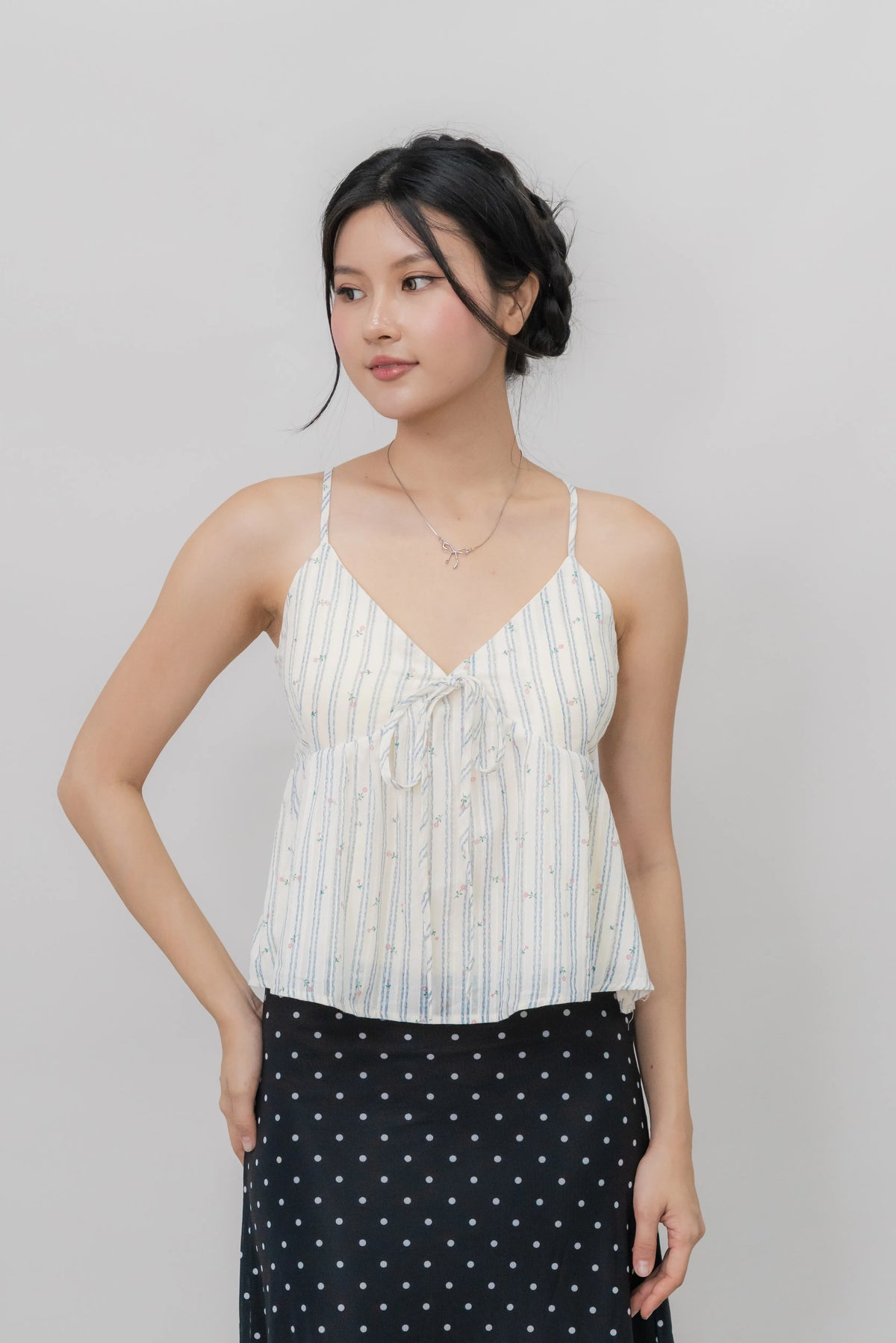 Peony Floral Print Babydoll Padded Top