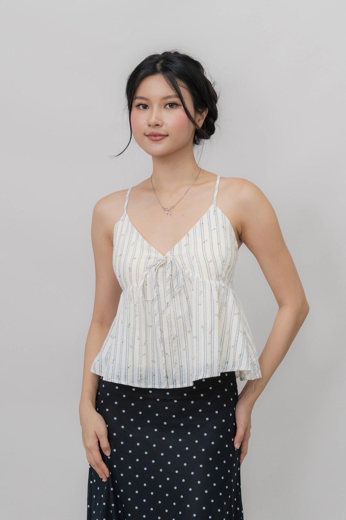 Peony Floral Print Babydoll Padded Top
