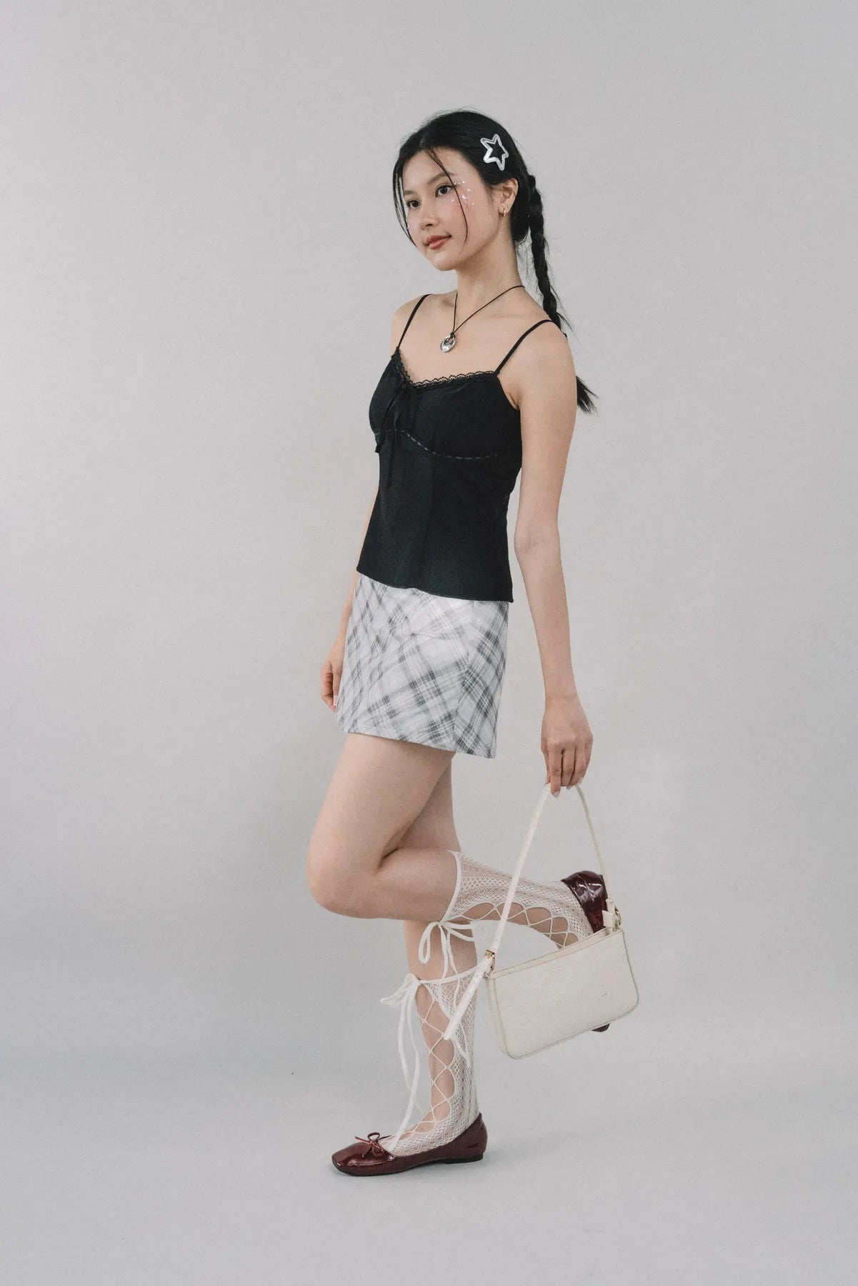 Dewy Plaid Mini Skort [CLOUD MESH]