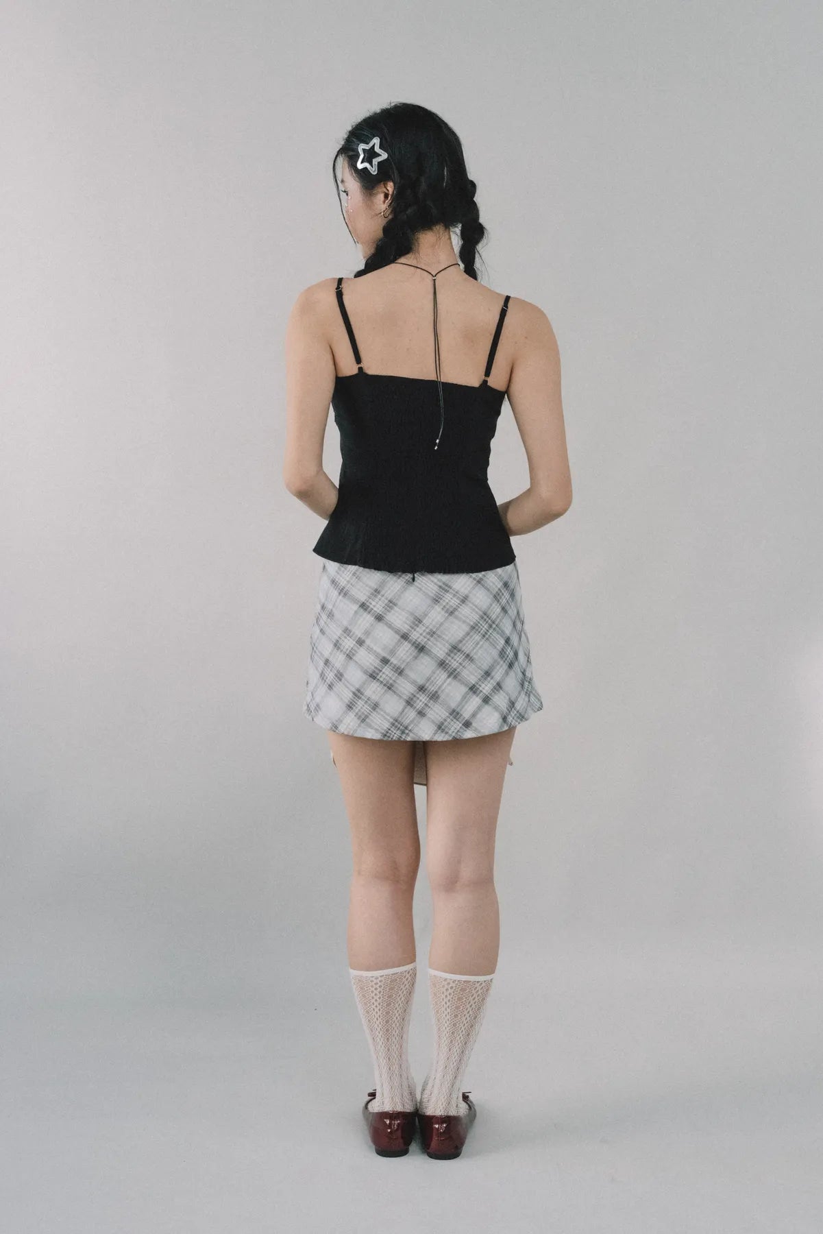 Dewy Plaid Mini Skort [CLOUD MESH]