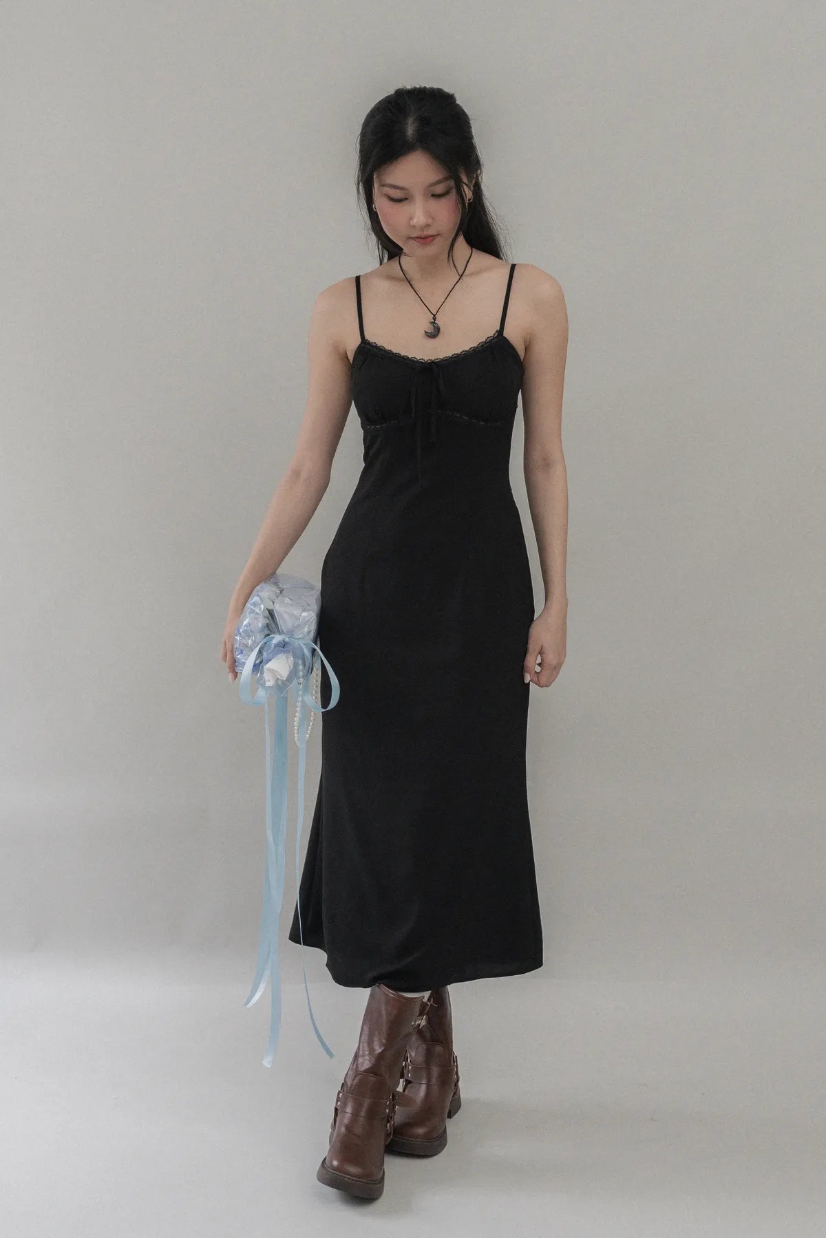 Christine Strappy Padded Lace Ribbon Dress
