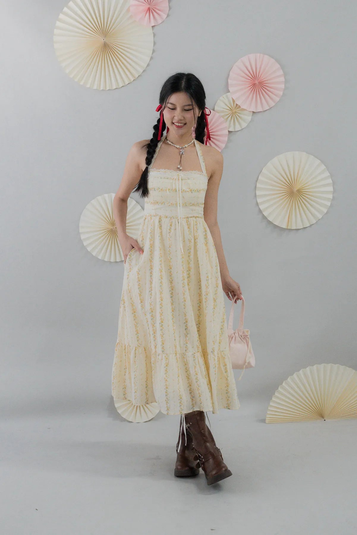 [COL HARU] Jodi Padded Halter Long Dress