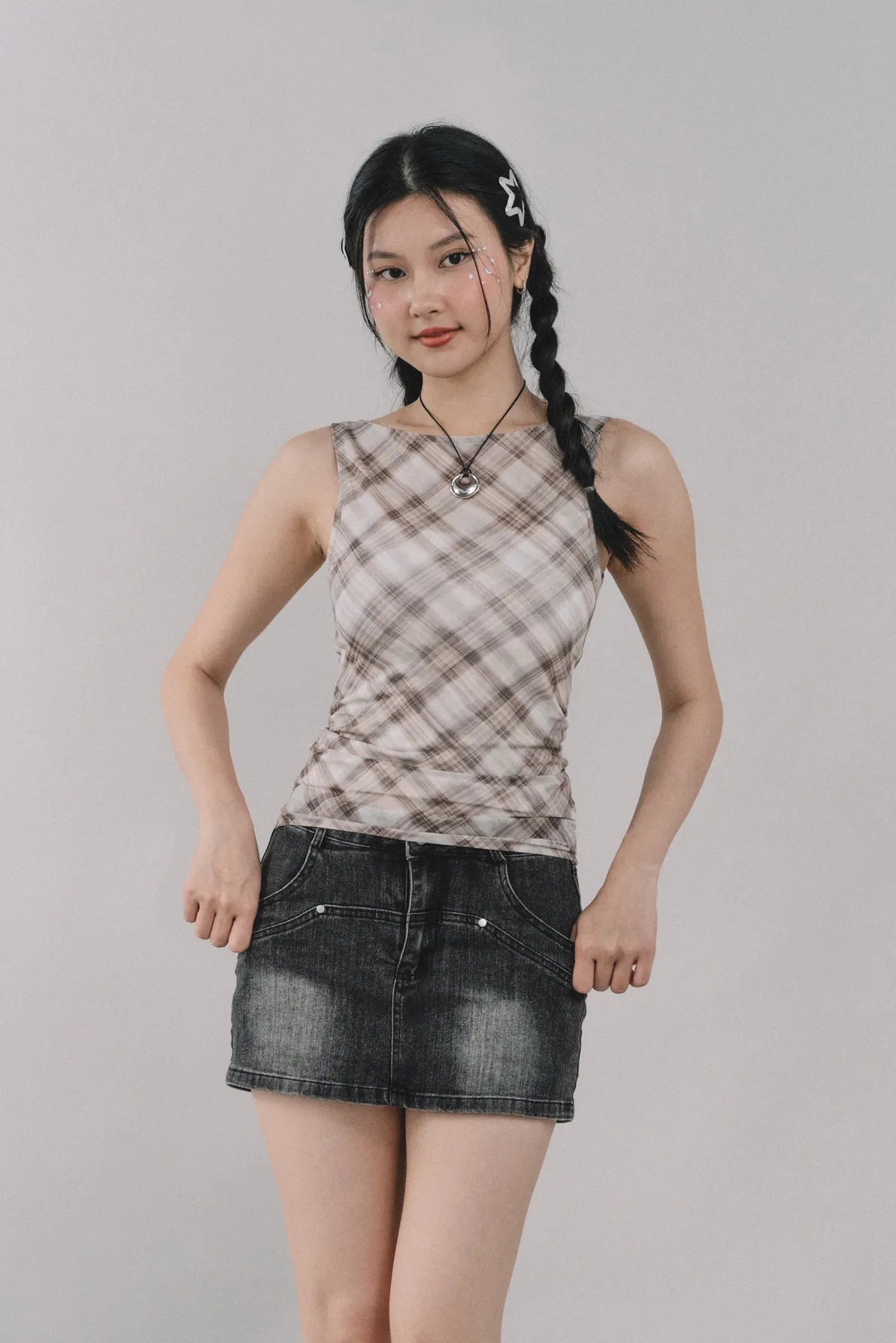 Blaire Padded Mesh Top [CLOUD MESH]