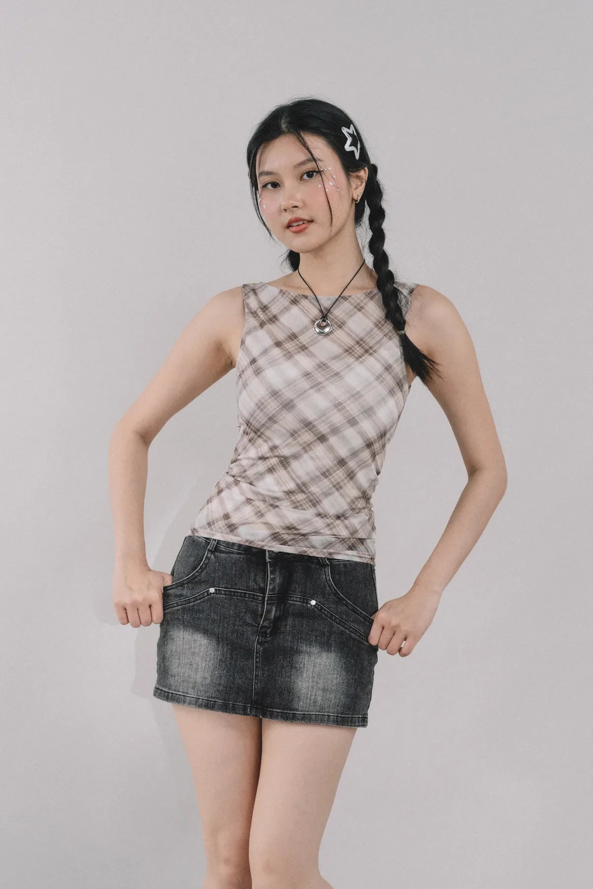 Blaire Padded Mesh Top [CLOUD MESH]