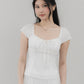 Christine Sleeved Padded Lace Ribbon Top