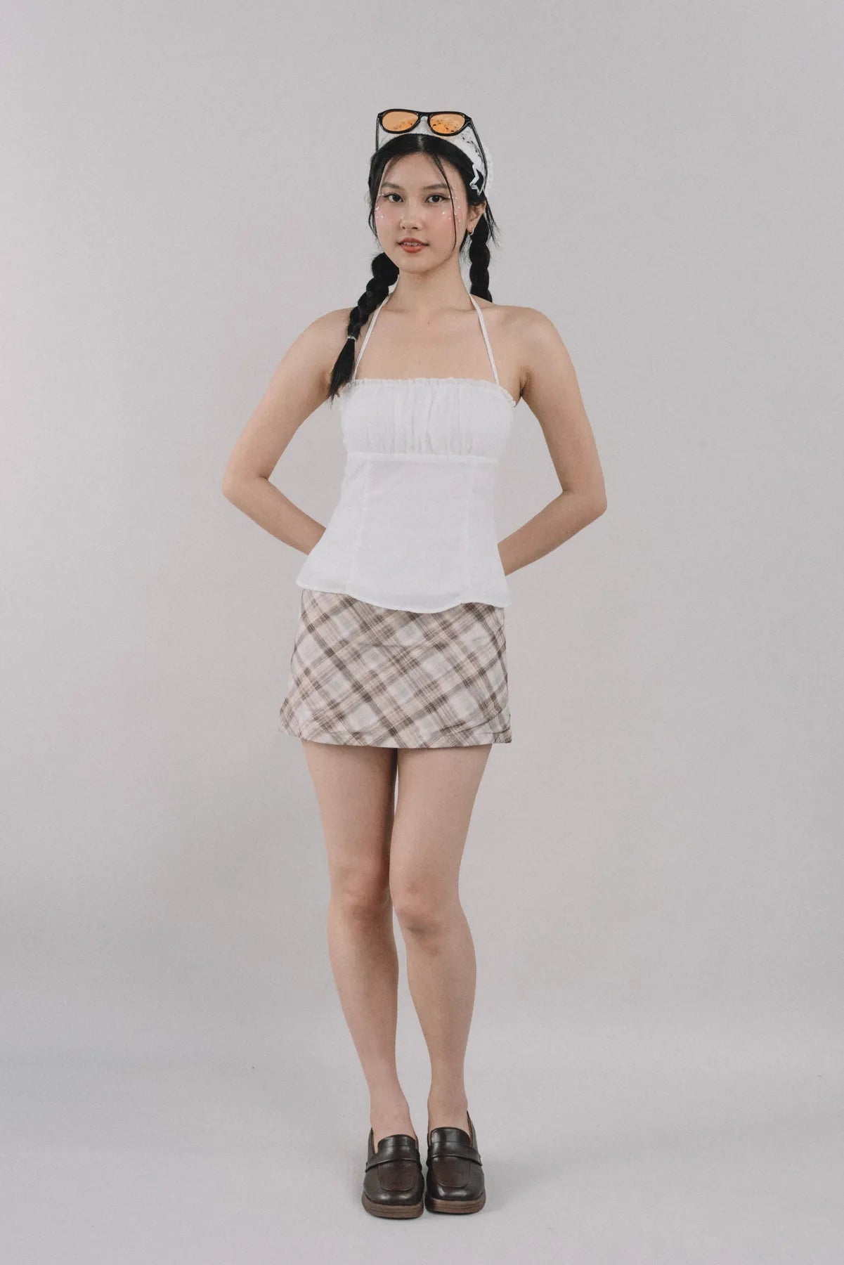 Dewy Plaid Mini Skort [CLOUD MESH]
