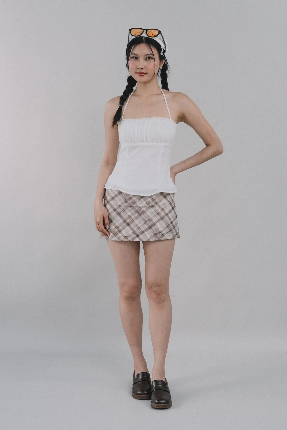 Dewy Plaid Mini Skort [CLOUD MESH]