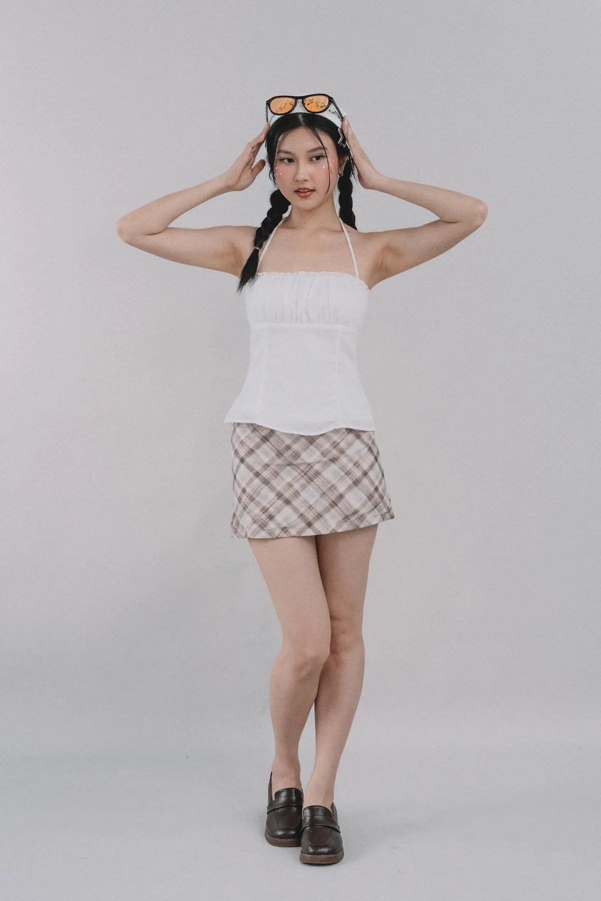 Dewy Plaid Mini Skort [CLOUD MESH]