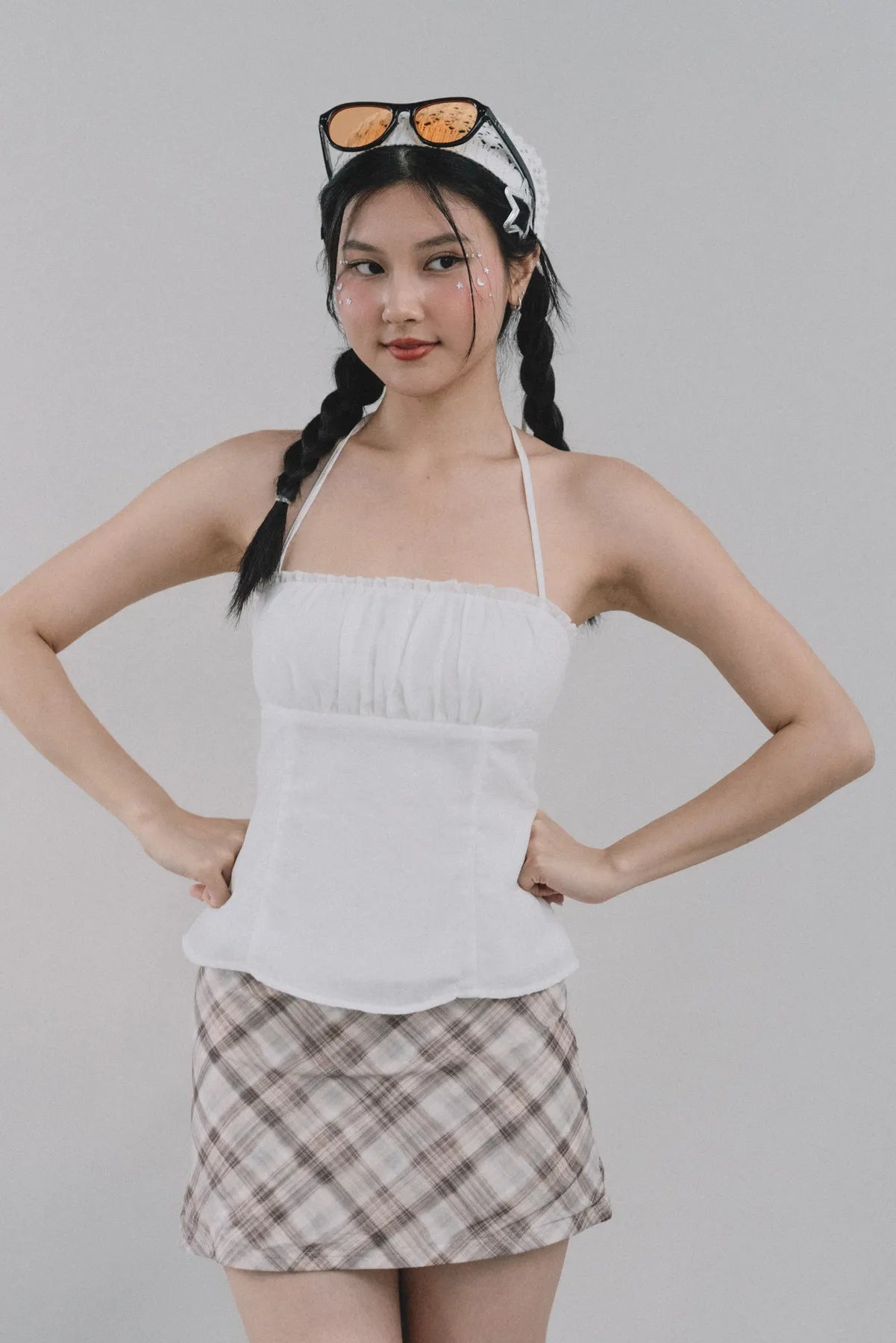 Dewy Plaid Mini Skort [CLOUD MESH]