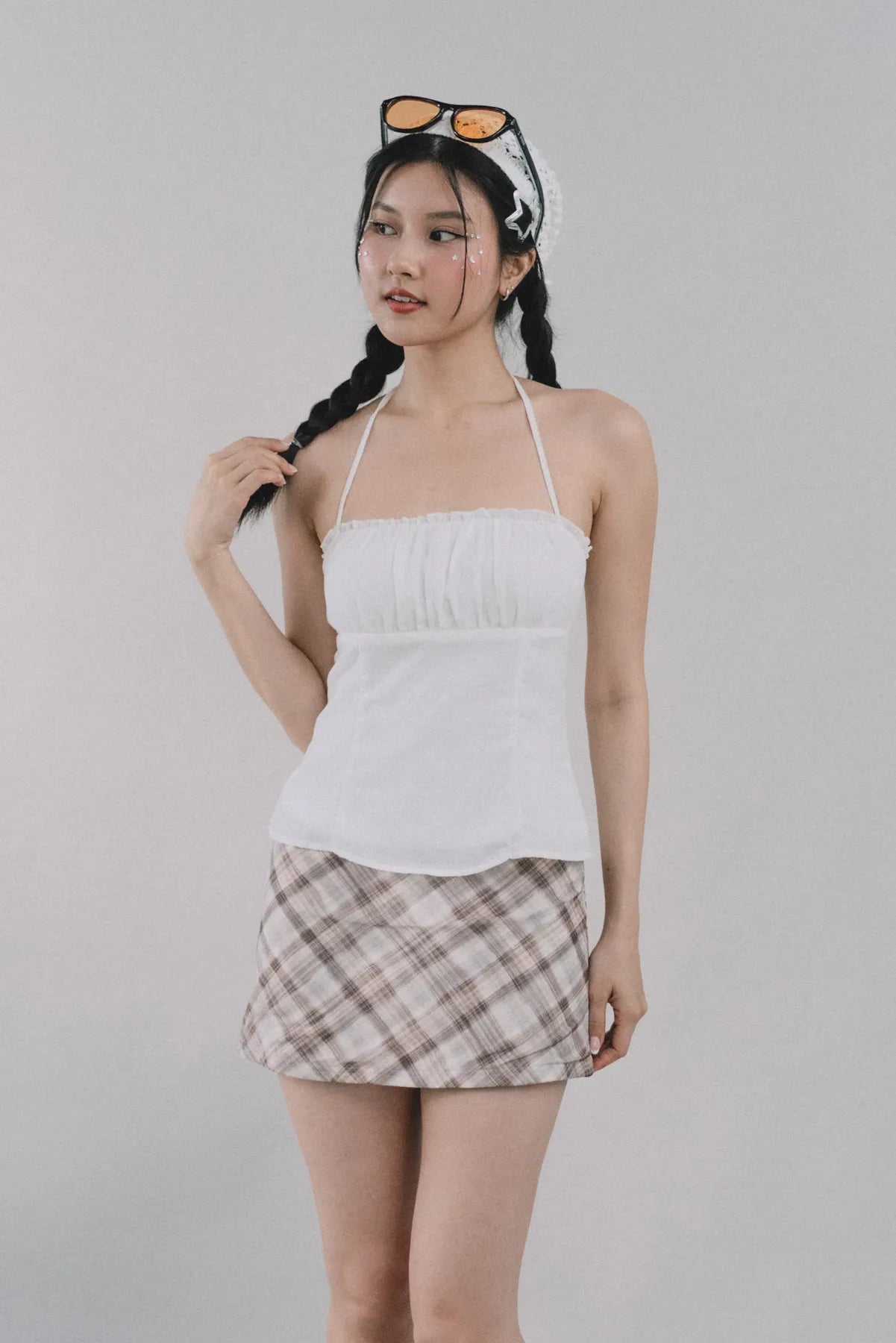 Dewy Plaid Mini Skort [CLOUD MESH]