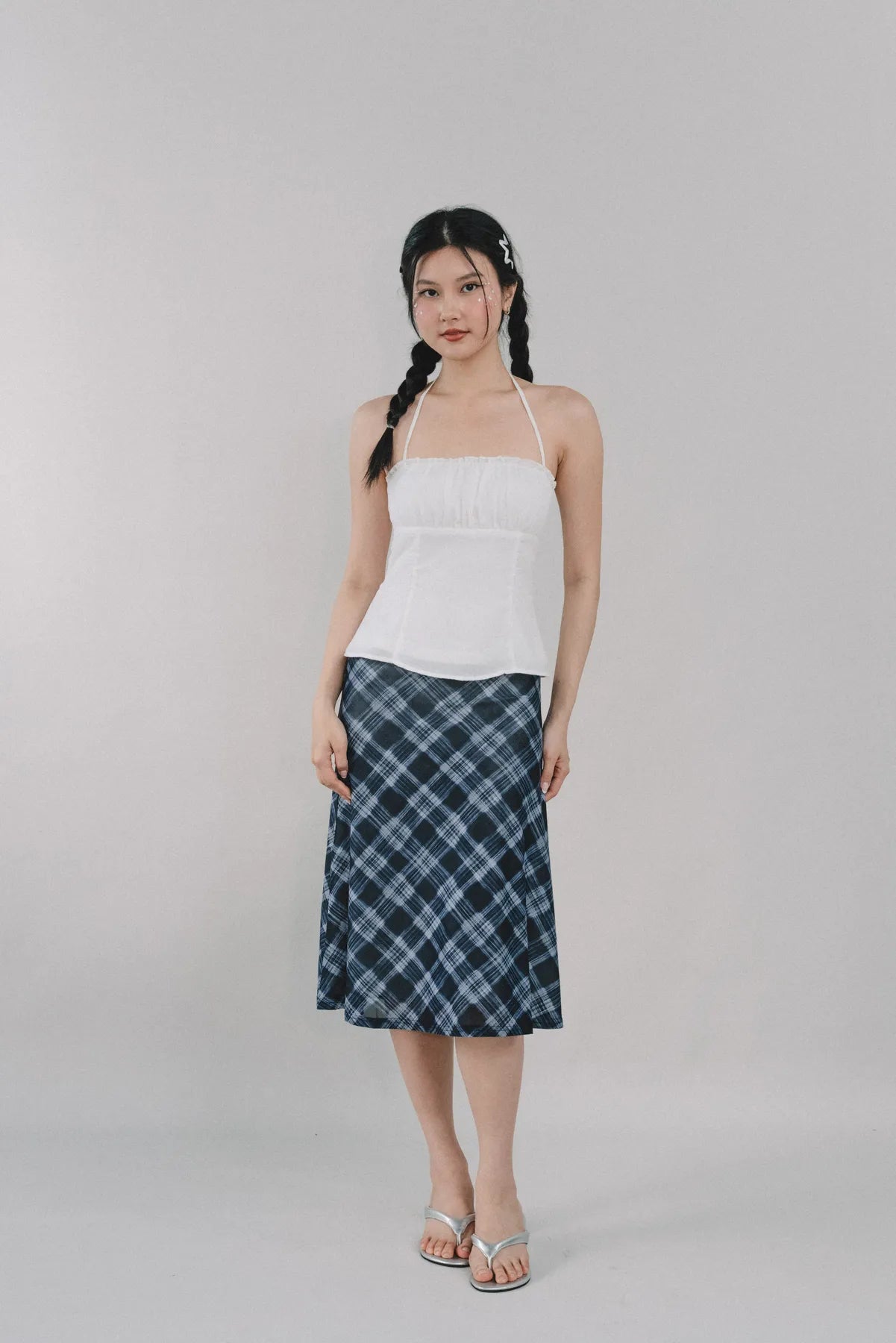 Corrie Plaid Midi Skirt [CLOUD MESH]