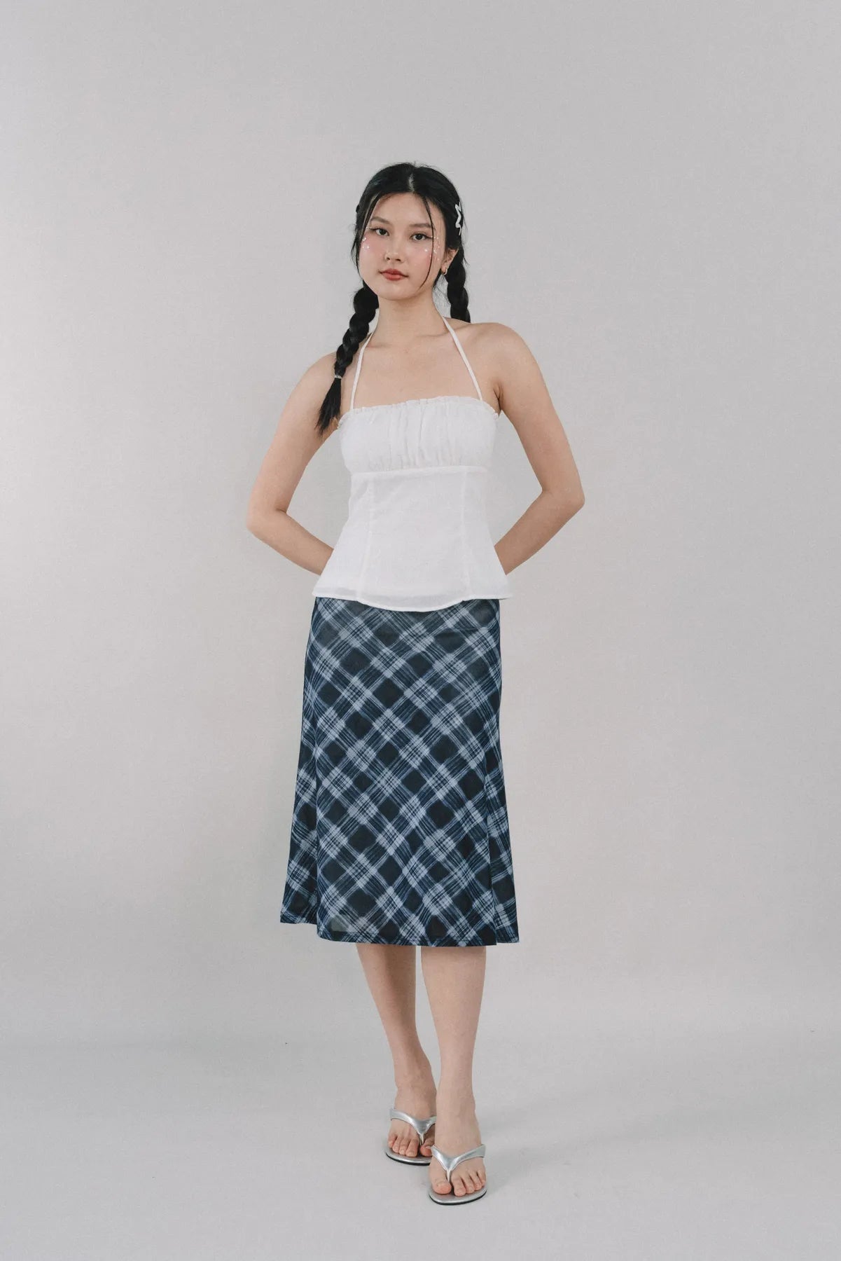 Corrie Plaid Midi Skirt [CLOUD MESH]
