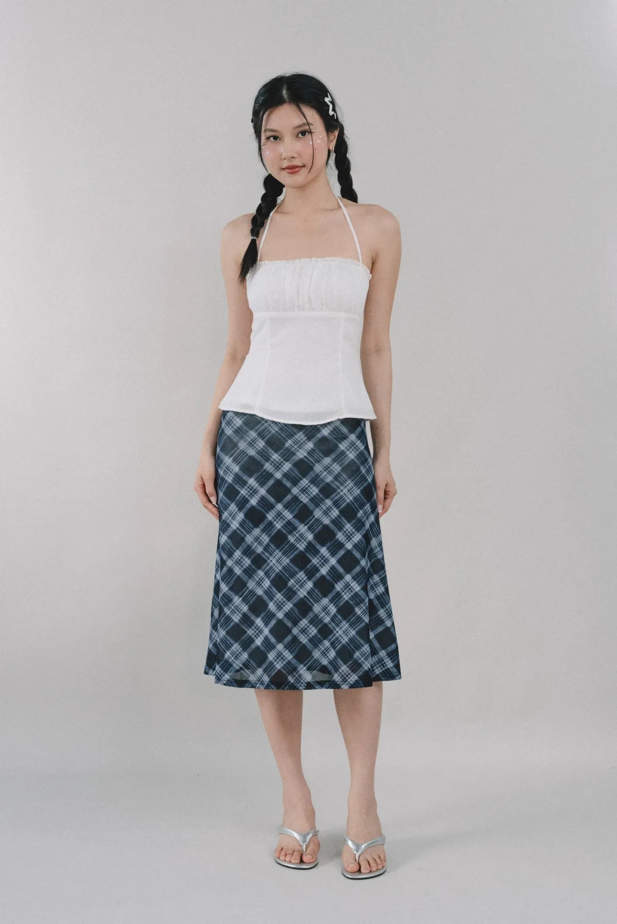 Corrie Plaid Midi Skirt [CLOUD MESH]