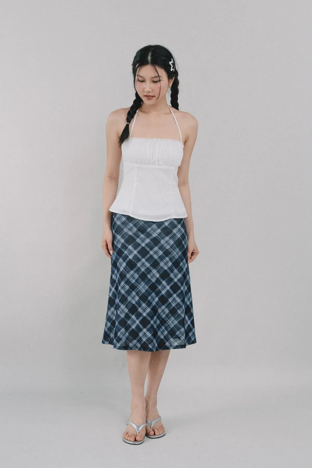 Corrie Plaid Midi Skirt [CLOUD MESH]