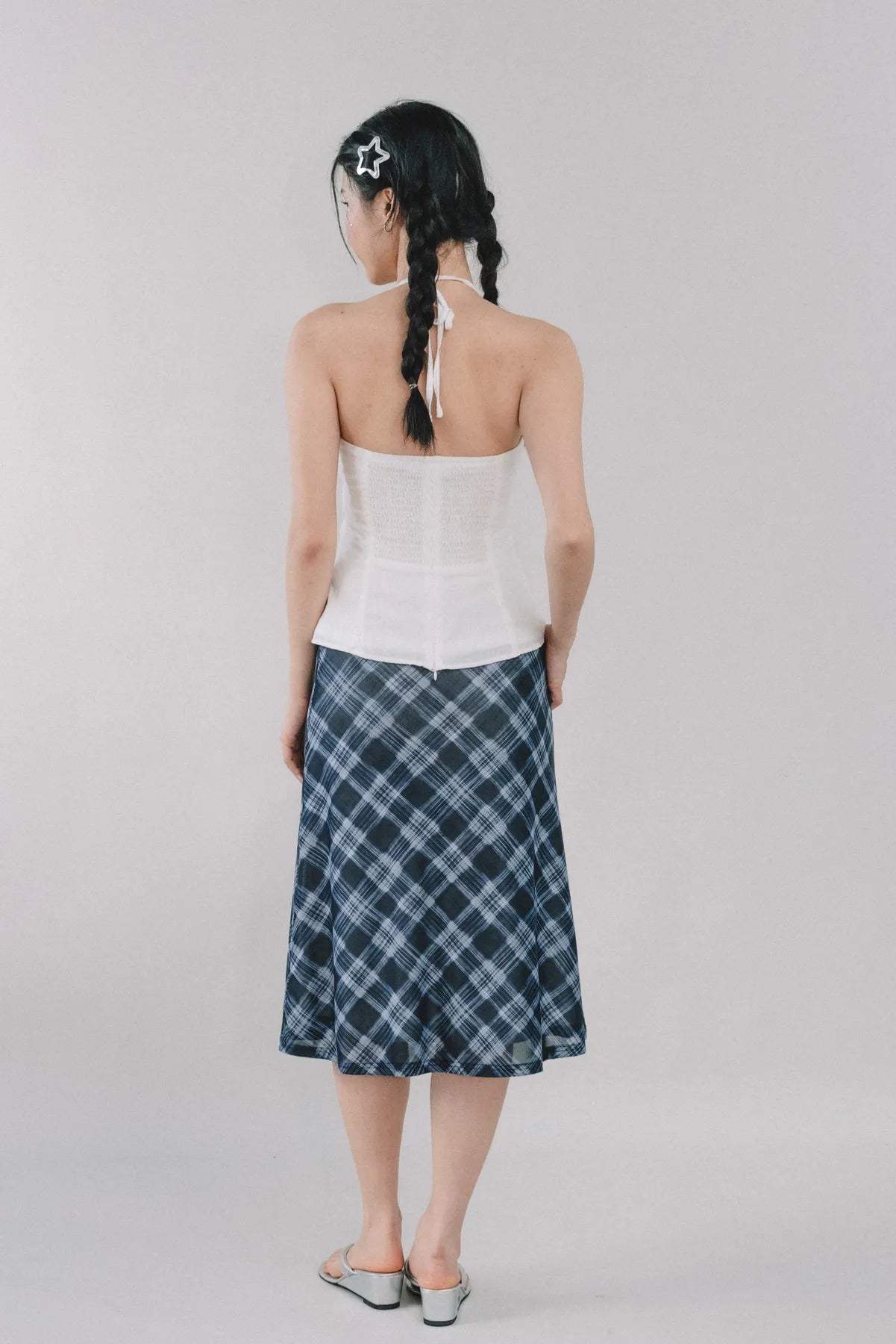 Corrie Plaid Midi Skirt [CLOUD MESH]