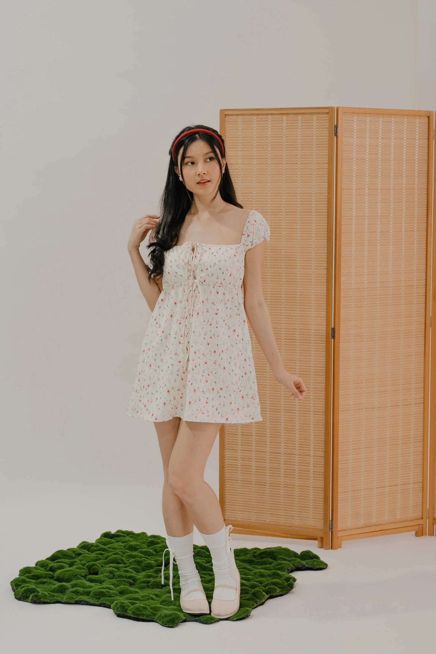 LIKKA x BEUTEA Faye Ribbon Tie Padded Mini Dress