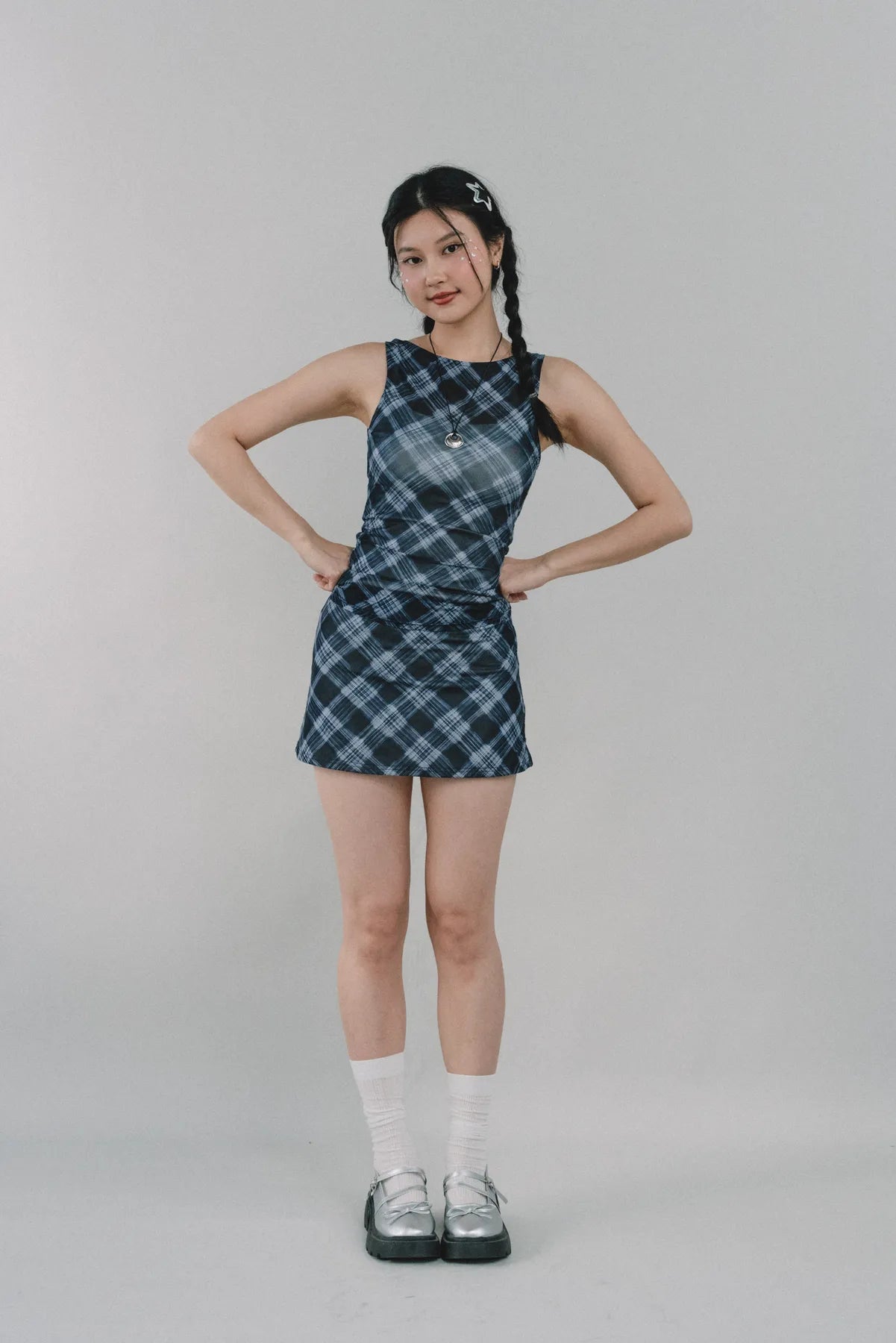 Dewy Plaid Mini Skort [CLOUD MESH]