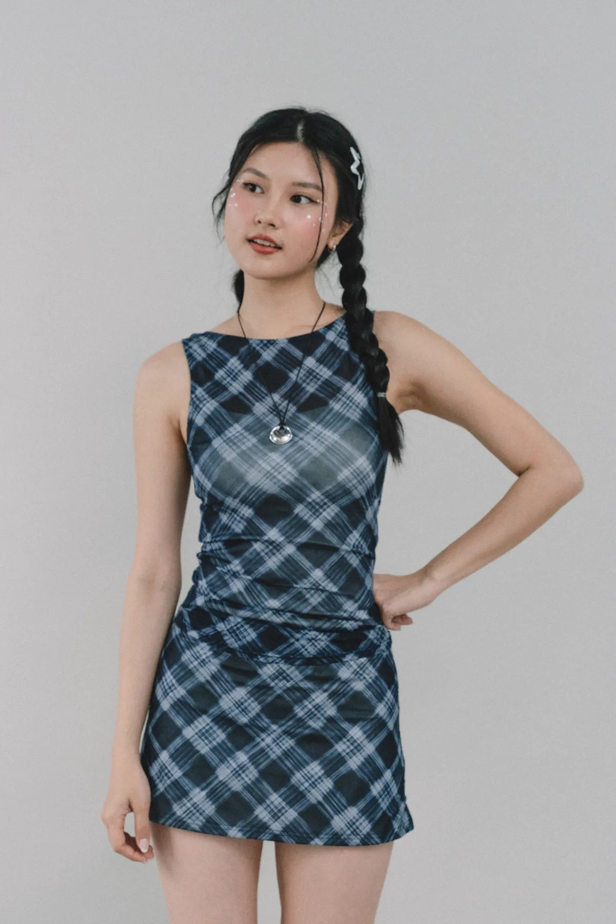 Dewy Plaid Mini Skort [CLOUD MESH]
