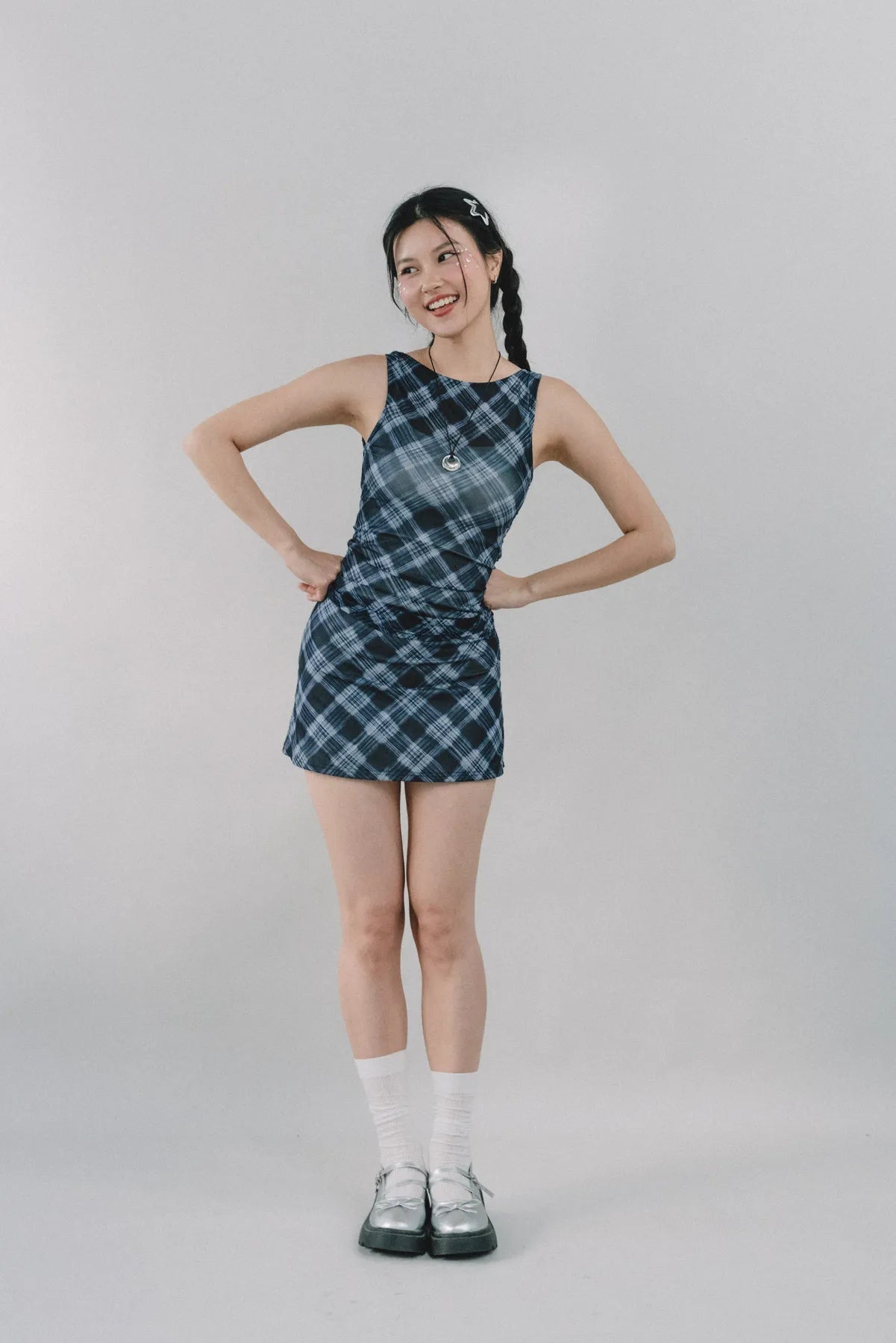 Dewy Plaid Mini Skort [CLOUD MESH]