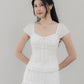 Christine Sleeved Padded Lace Ribbon Top