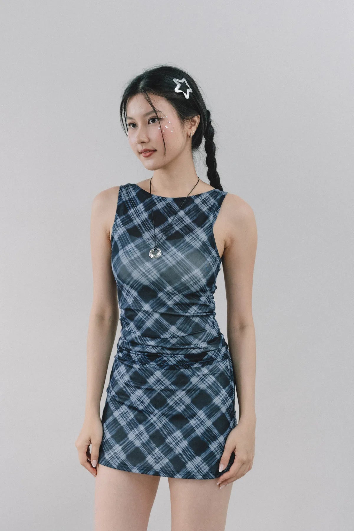 Dewy Plaid Mini Skort [CLOUD MESH]