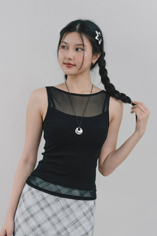 Blaire Padded Mesh Top [CLOUD MESH]