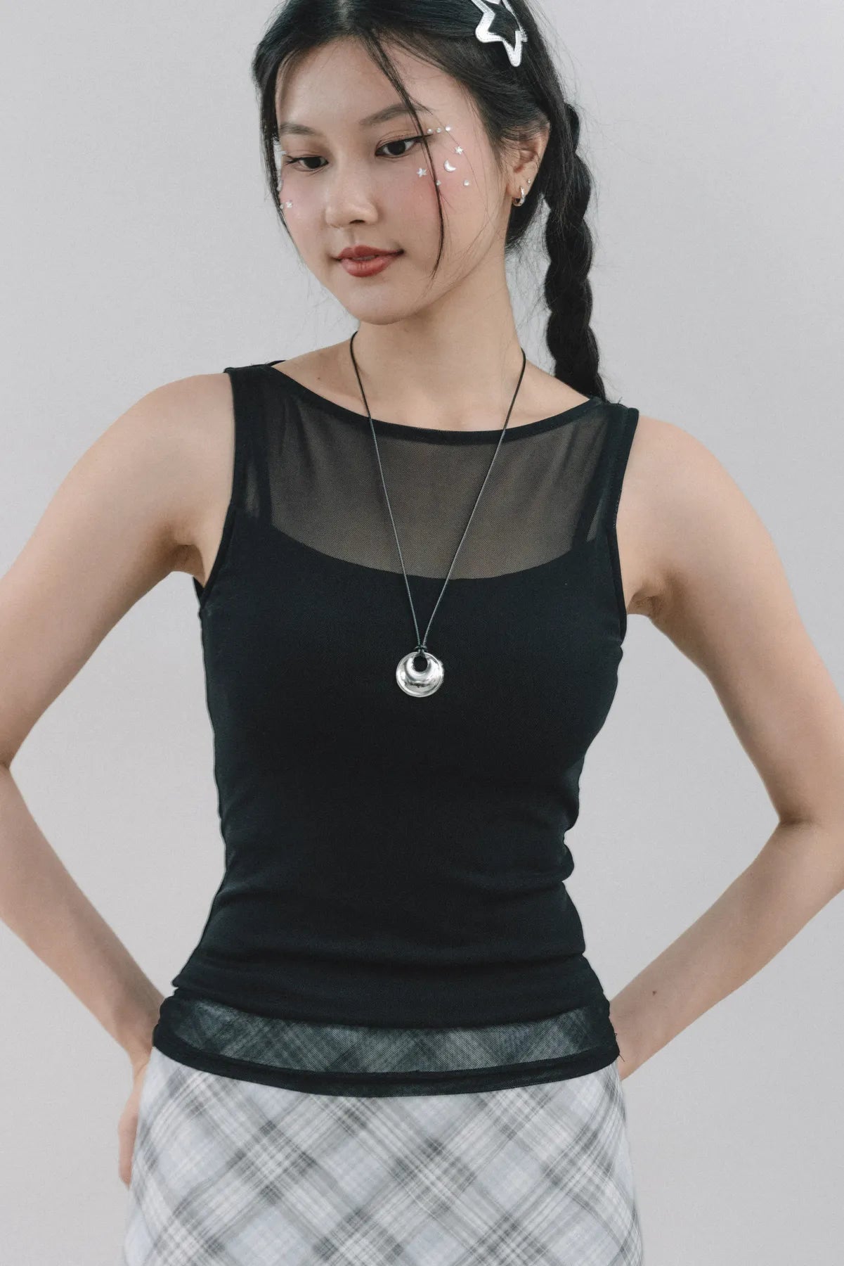 Blaire Padded Mesh Top [CLOUD MESH]