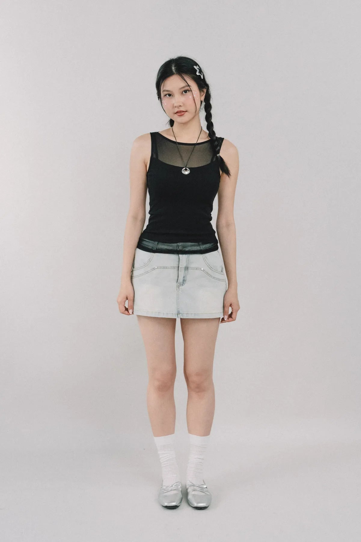 Blaire Padded Mesh Top [CLOUD MESH]