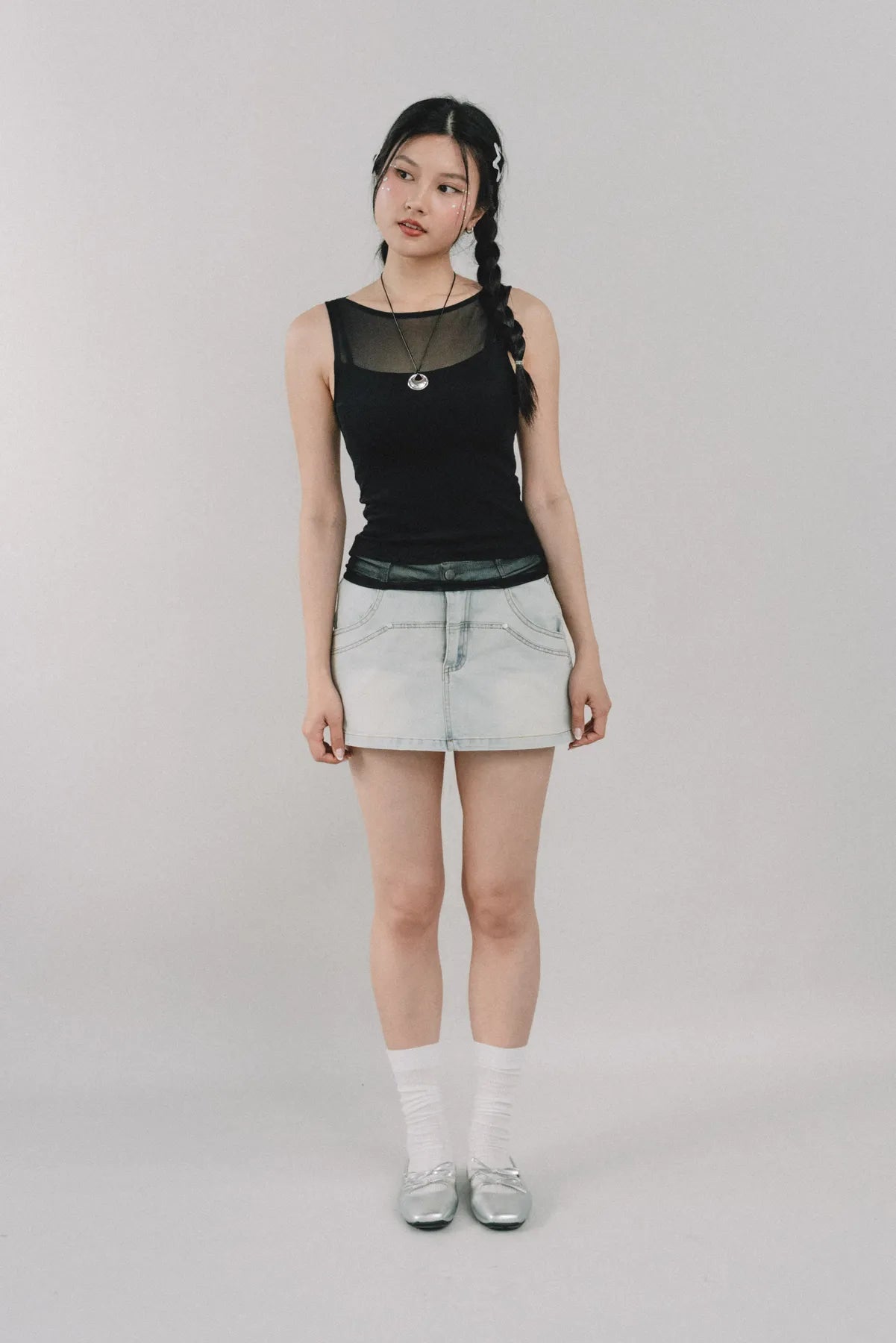 Blaire Padded Mesh Top [CLOUD MESH]