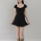 Christine Sleeved Padded Lace Ribbon Top