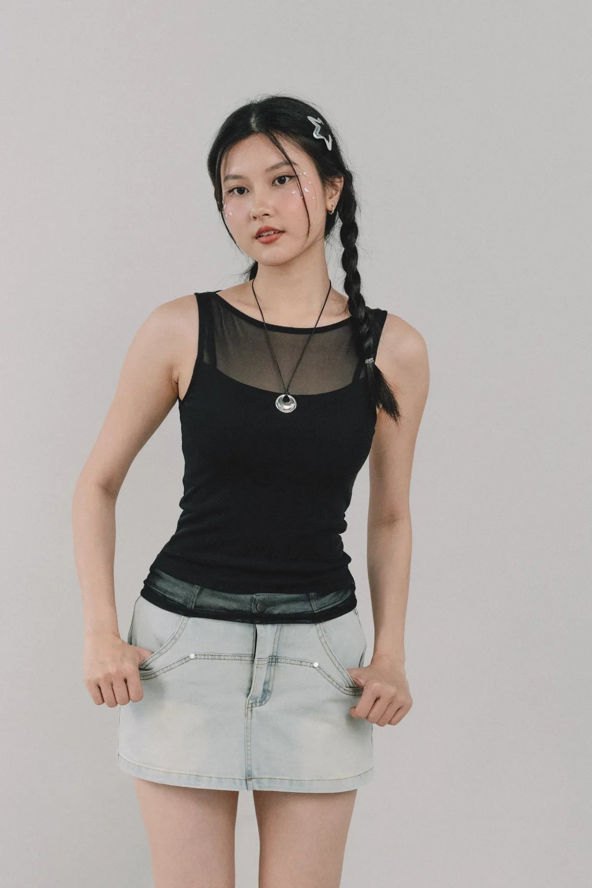 Blaire Padded Mesh Top [CLOUD MESH]