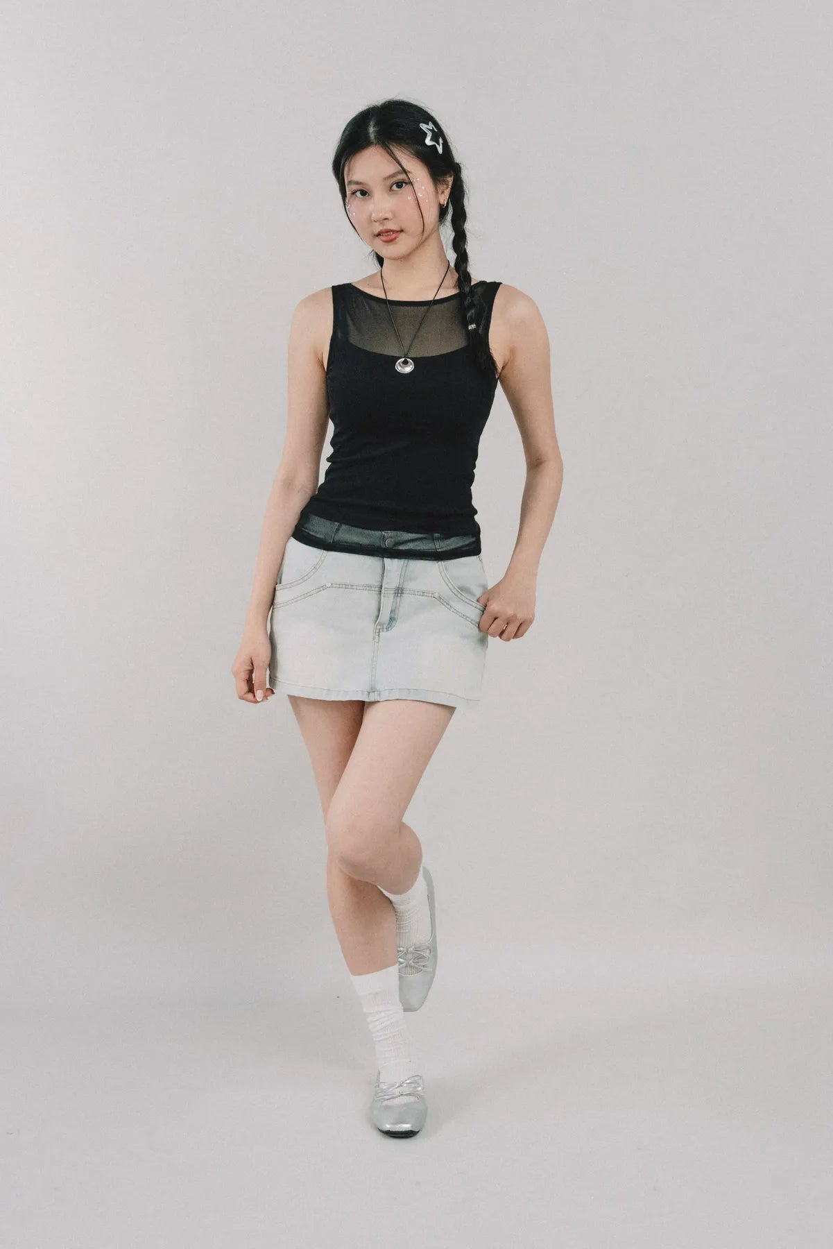 Blaire Padded Mesh Top [CLOUD MESH]