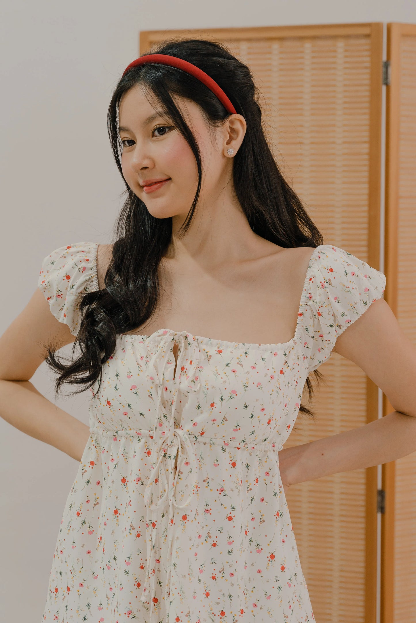 LIKKA x BEUTEA Faye Ribbon Tie Padded Mini Dress