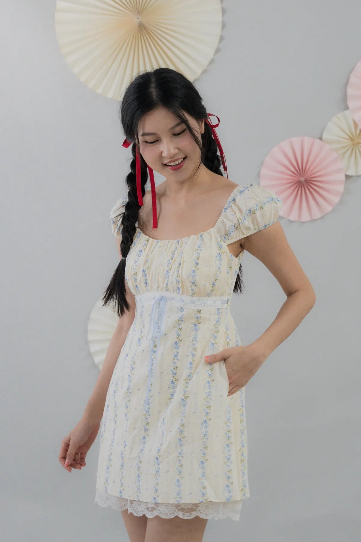 [COL HARU] Tessa Padded Cap Sleeves Mini Dress