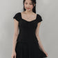 Christine Sleeved Padded Lace Ribbon Top