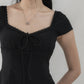 Christine Sleeved Padded Lace Ribbon Top