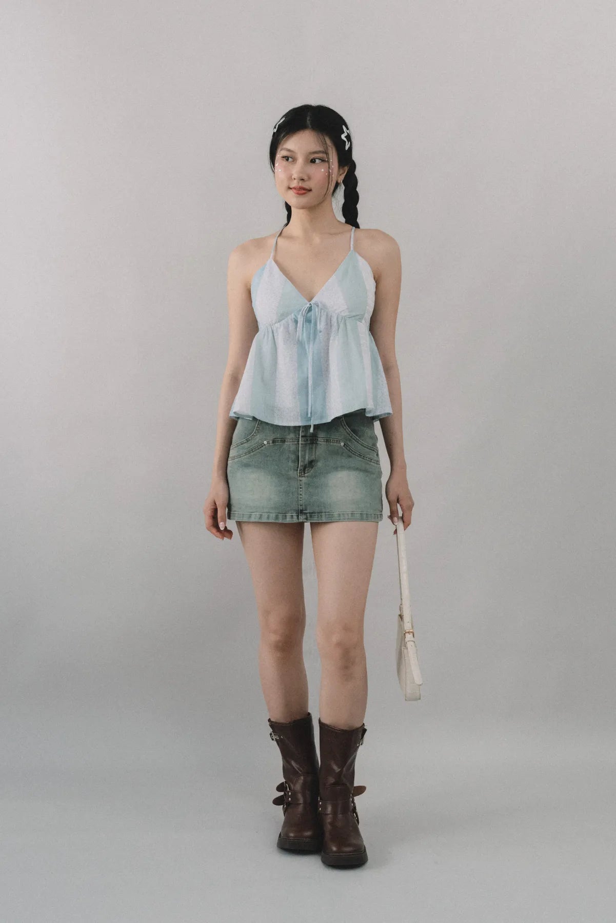 Peony Patchwork Babydoll Padded Top