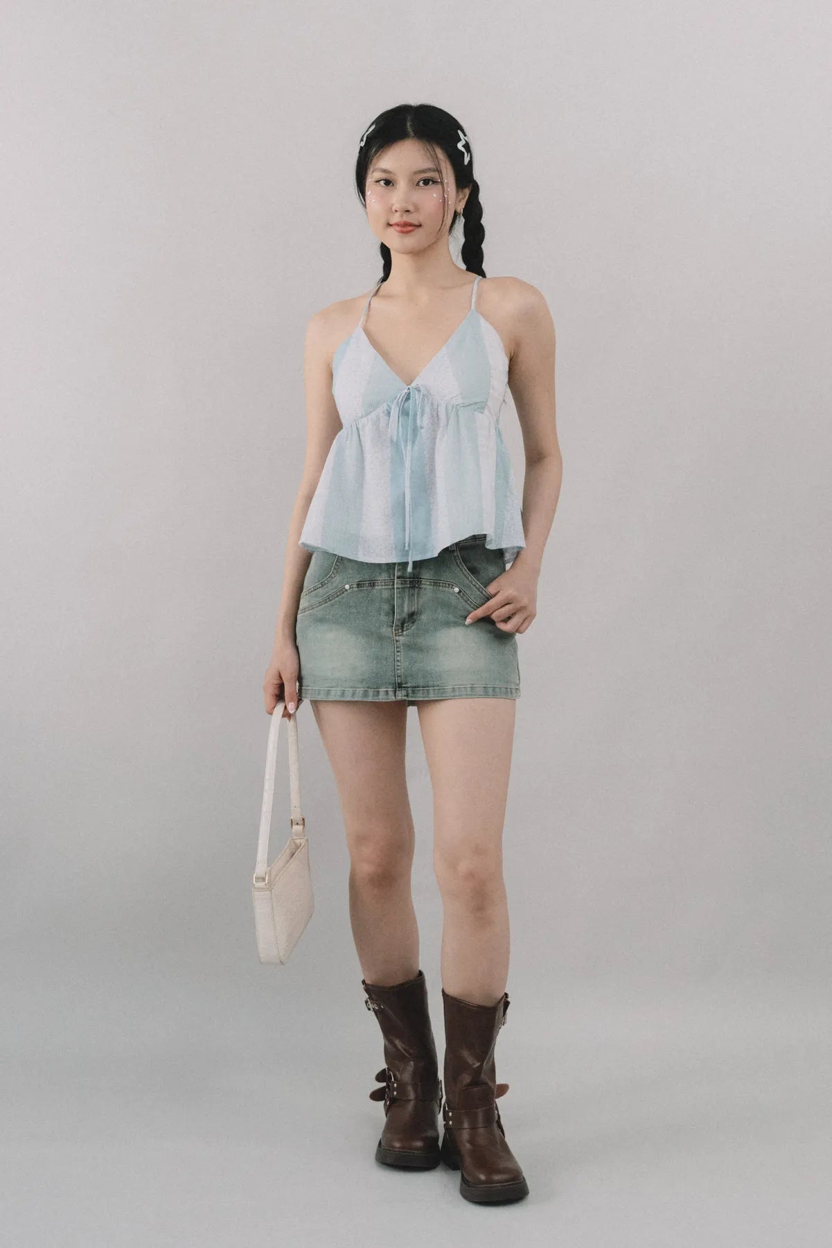 Peony Patchwork Babydoll Padded Top