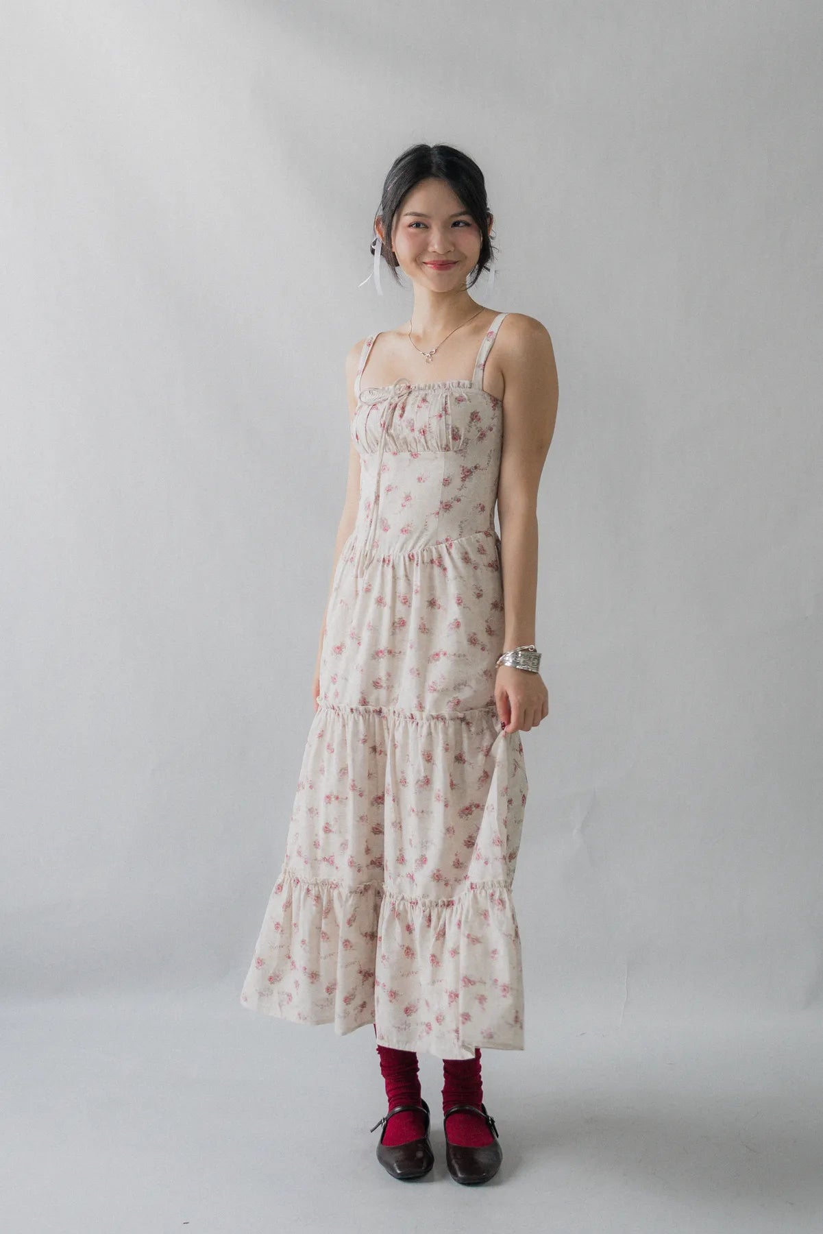 Lyla Padded Ruched Long Dress