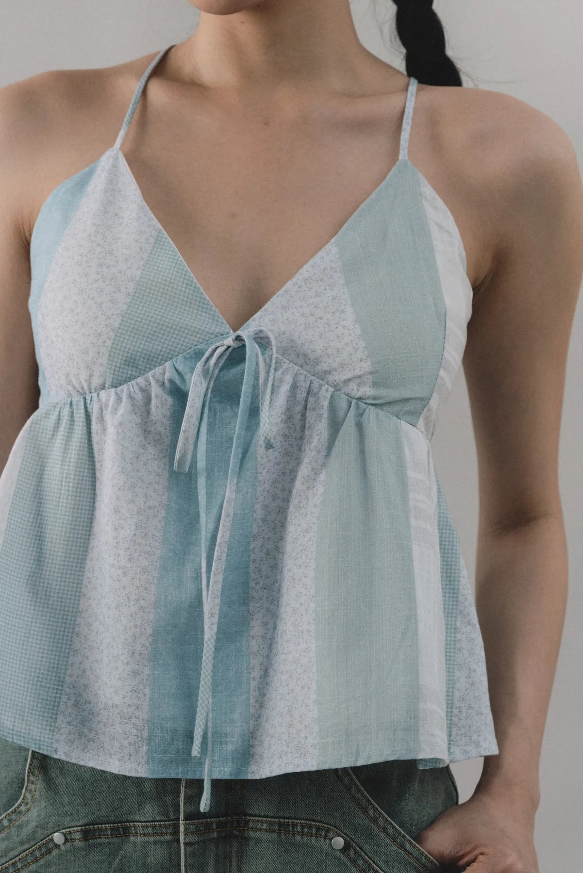 Peony Patchwork Babydoll Padded Top
