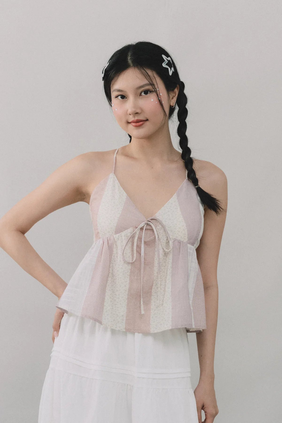 Peony Patchwork Babydoll Padded Top
