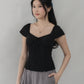 Christine Sleeved Padded Lace Ribbon Top