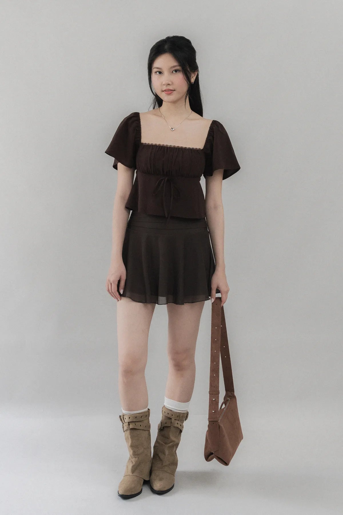 Kiara Flutter Sleeves Padded Babydoll Top