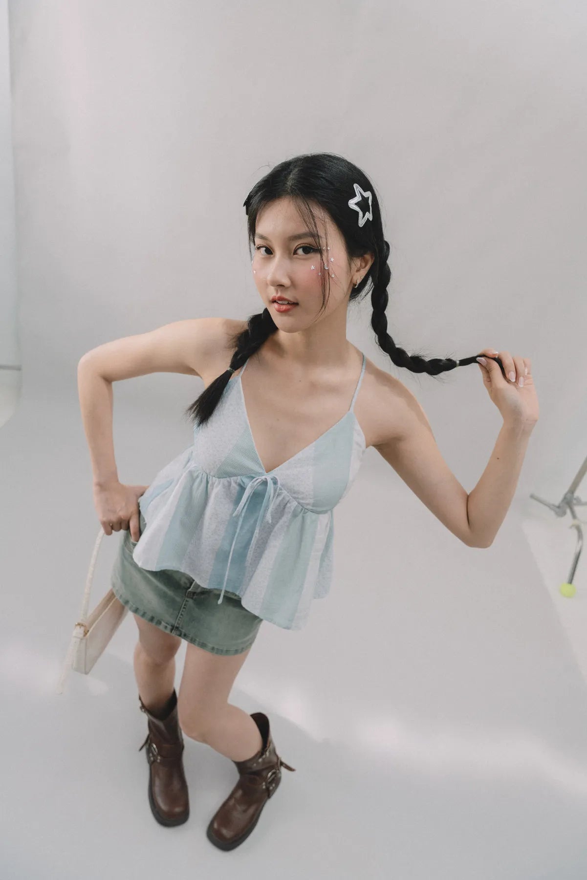 Peony Patchwork Babydoll Padded Top