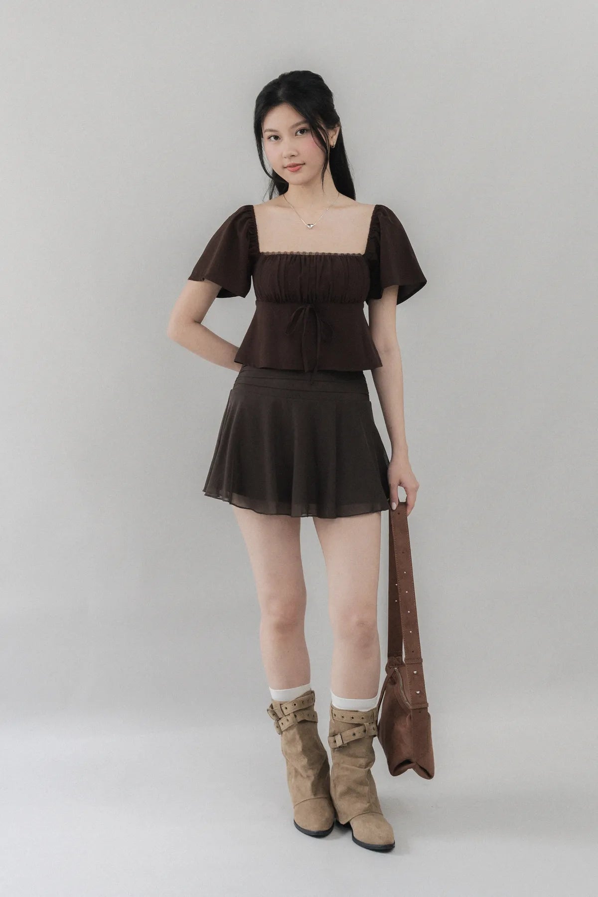 Kiara Flutter Sleeves Padded Babydoll Top
